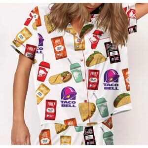 NEW! Sheshow Taco Bell Pajama Button Front Shirt Short Sleeve SZ M